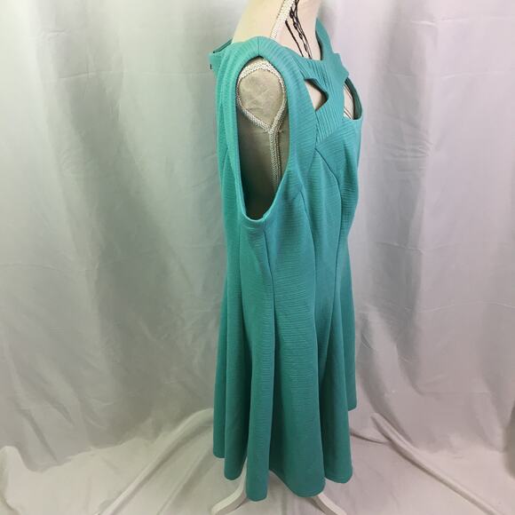 Danny & Nicole Fit & Flare Dress Aqua Navy 12 - Picture 5 of 16
